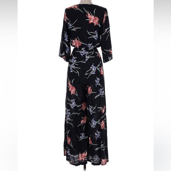 Anthropologie JAASE Black Floral Wide Leg Bohemian Pant Jumpsuit Size Small S - Picture 3 of 10